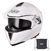 TheLAShop Helmet RUN-M Modular Helmet DOT Full Face Flip up White, XL(61-62cm) Image