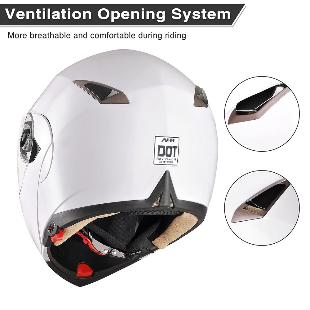 TheLAShop Helmet RUN-M Modular Helmet DOT Full Face Flip up White –