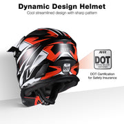 TheLAShop Black Red Dirt Bike Helmet Full Face DOT Lightweight Image