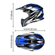 TheLAShop Black Blue Dirt Bike Helmet Full Face DOT Lightweight Image