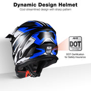 TheLAShop Black Blue Dirt Bike Helmet Full Face DOT Lightweight Image