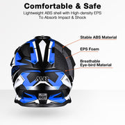 TheLAShop Black Blue Dirt Bike Helmet Full Face DOT Lightweight Image