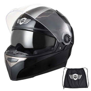 TheLAShop DOT Full Face Motorcycle Helmet Dual Visor ABS Shell Black, M(57-58cm) Image