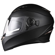 TheLAShop DOT Full Face Motorcycle Helmet Dual Visor ABS Shell Matte Black, L(59-60cm) Image