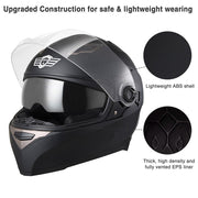 TheLAShop DOT Full Face Motorcycle Helmet Dual Visor ABS Shell Matte Black Image