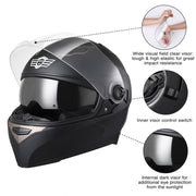 TheLAShop DOT Full Face Motorcycle Helmet Dual Visor ABS Shell Matte Black Image