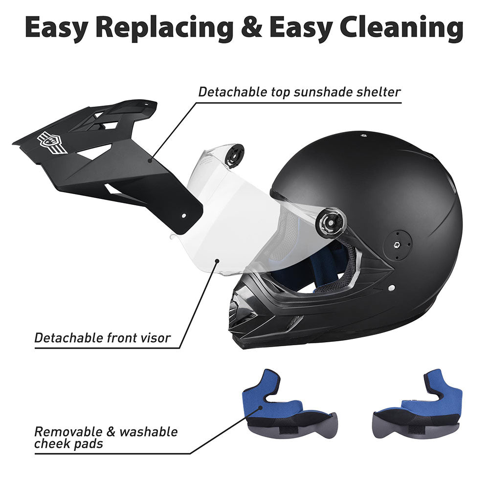 TheLAShop Full Face Dirt Bike Helmet DOT Offroad MX ATV Black TheLAShop Full Face Dirt Bike Helmet DOT Offroad MX ATV Black