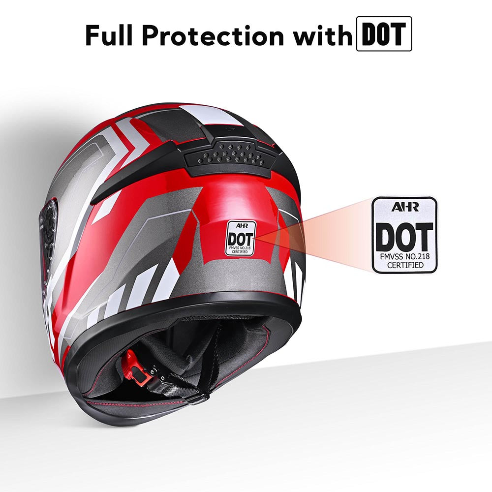 TheLAShop Motorcycle Helmet RUN-F3 Full Face Helmet DOT Red TheLAShop Motorcycle Helmet RUN-F3 Full Face Helmet DOT Red