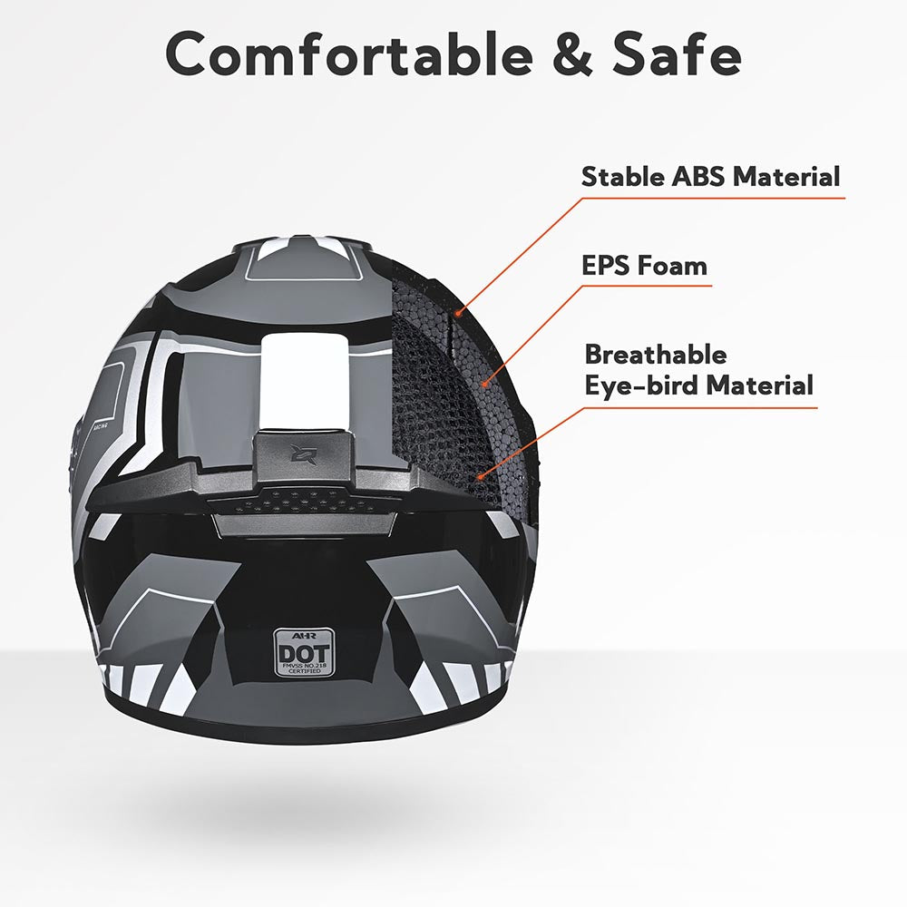 TheLAShop Motorcycle Helmet RUN-F3 Full Face Helmet DOT Black Gray TheLAShop Motorcycle Helmet RUN-F3 Full Face Helmet DOT Black Gray