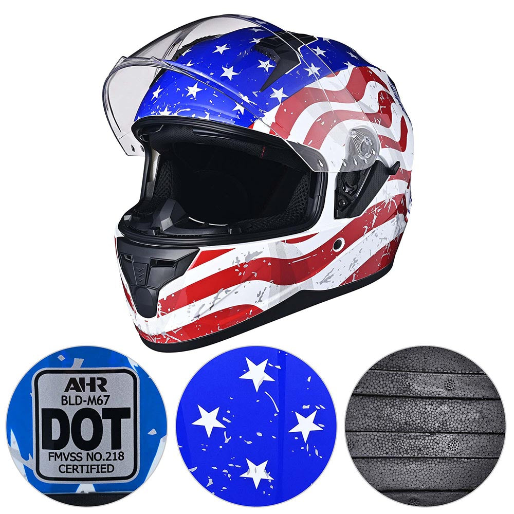 TheLAShop Helmet RUN-F Full Face Helmet Dual Visor DOT Eagle TheLAShop Helmet RUN-F Full Face Helmet Dual Visor DOT Eagle