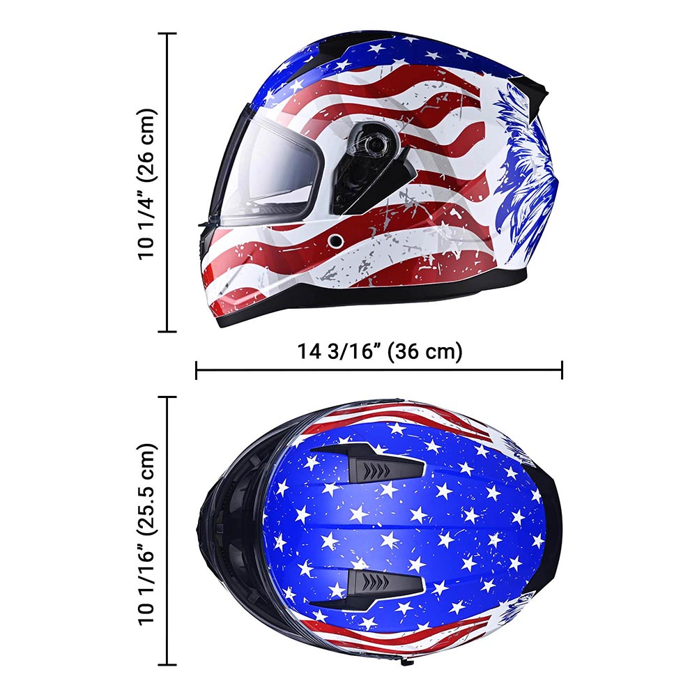 bald head motorcycle helmet for sale TheLAShop Helmet RUN-F Full Face Helmet Dual Visor DOT Eagle
