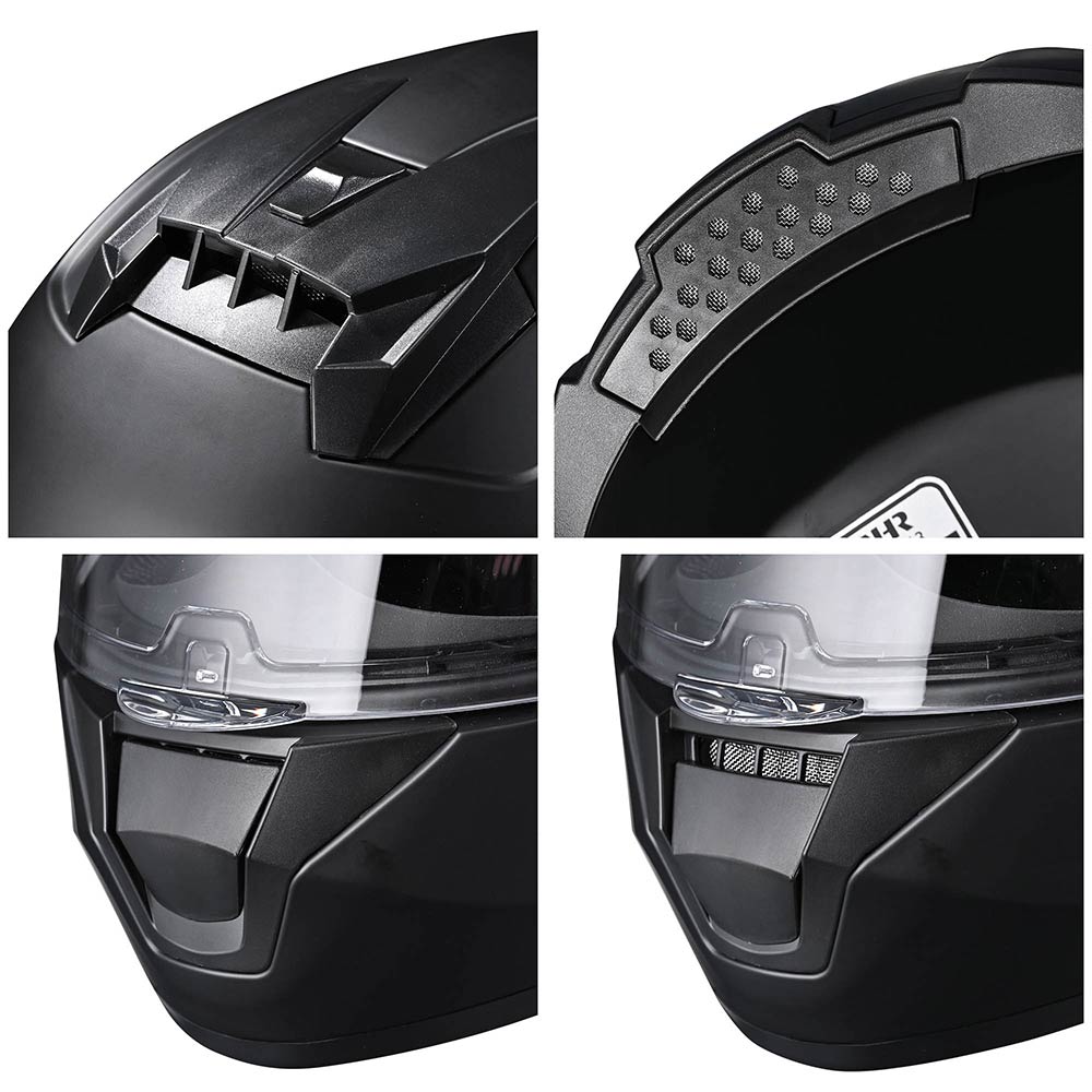 TheLAShop Bluetooth Motorcycle Helmet Matte Black DOT Full Face