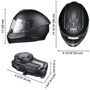 TheLAShop Bluetooth Motorcycle Helmet Matte Black DOT Full Face