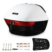 TheLAShop Motorcycle Trunk with Backrest Scooter Top Case Gloss White Image