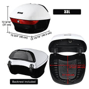 TheLAShop Motorcycle Trunk with Backrest Scooter Top Case Gloss White Image