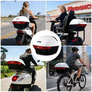 TheLAShop Motorcycle Trunk with Backrest Scooter Top Case Gloss White Image