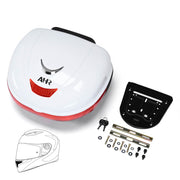 TheLAShop Motorcycle Trunk with Backrest Scooter Top Case Gloss White, 35L(Backrest & Quick Release) Image