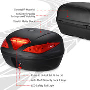 TheLAShop Motorcycle Trunk with Light Quick Release Scooter Top Box Image