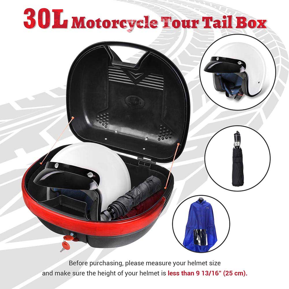 TheLAShop Motorcycle Trunk Top Case Scooter Luggage Storage Box 30L –