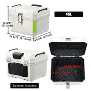 TheLAShop Rectangular Motorcycle Trunk with Backrest Scooter Top Case White Image
