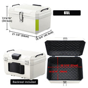 TheLAShop Rectangular Motorcycle Trunk with Backrest Scooter Top Case White Image