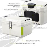TheLAShop Rectangular Motorcycle Trunk with Backrest Scooter Top Case White Image