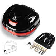 TheLAShop Motorcycle Trunk with Backrest Scooter Top Case Gloss Black, 35L (Quick release) Image