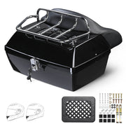TheLAShop Motorcycle Trunk with Backrest Scooter Top Case Gloss Black, 48L(w/ Backrest & Rack) Image