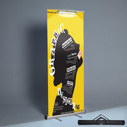 TheLAShop 33" x 79" Retractable Roll Up Banner Stand with LED Light Image
