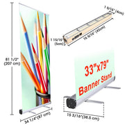 TheLAShop 33" x 79" Retractable Roll Up Banner Stand with LED Light Image