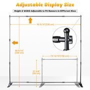 TheLAShop 8'Wx8'H Jumbo Banner Stand Telescopic Step & Repeat Logo Wall Backdrop