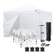 TheLAShop 10x10 Pop Up Canopy Tent Instant Shelter, White (Rolling Bag+4x Sidewalls) Image