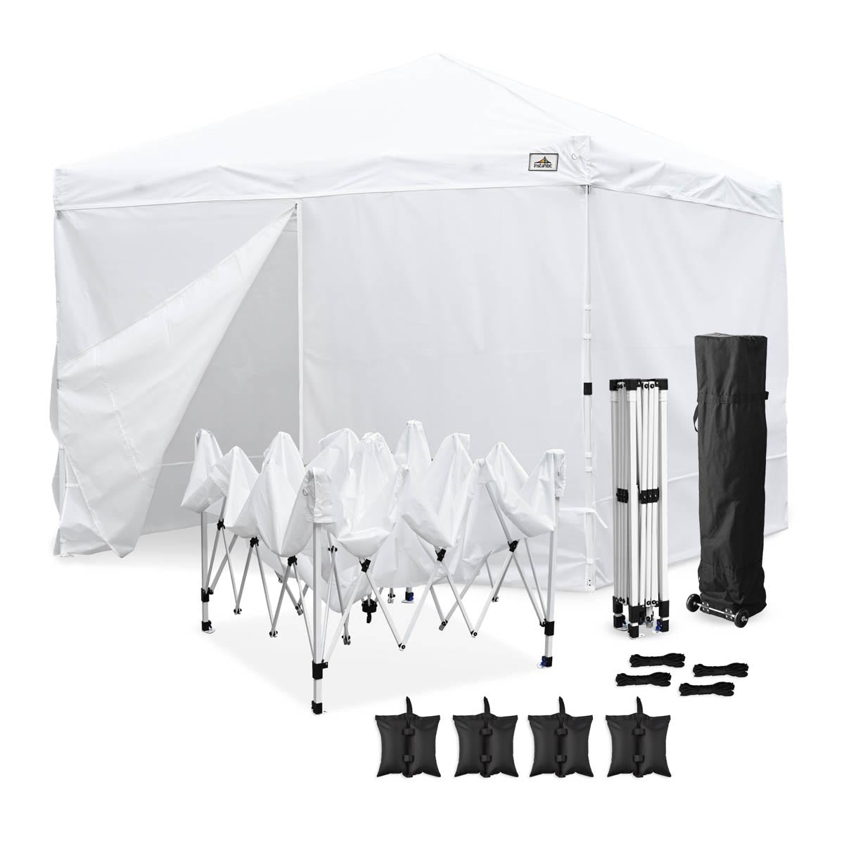 folding up pop up tent TheLAShop 10x10 Pop Up Canopy Art Fair Booth w Rolling Bag, Optional S