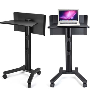 TheLAShop Rolling Laptop Cart Sit-Stand Mobile Workstation Image
