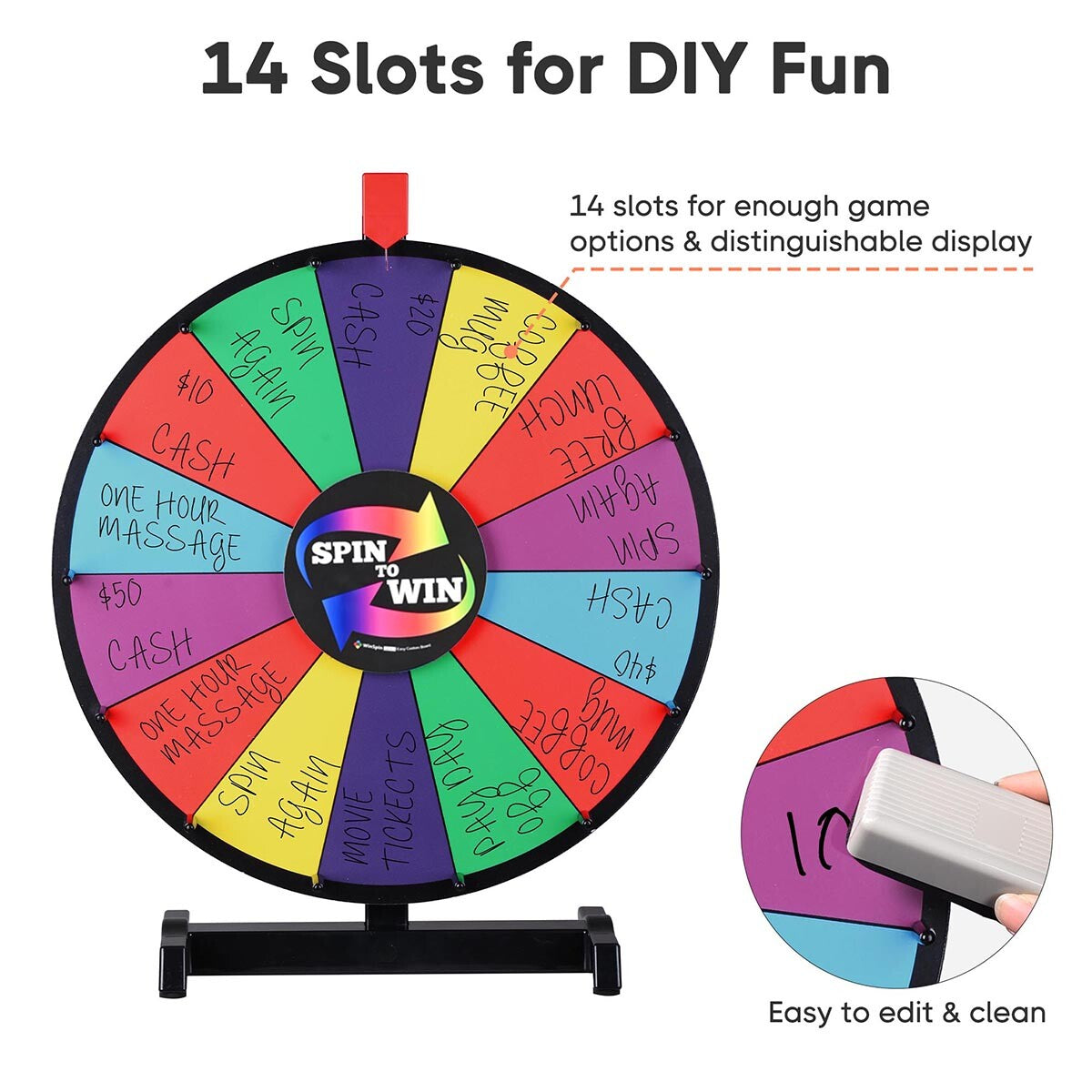 WinSpin 18in Tabletop Dry Erase Prize Wheel