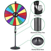 WinSpin 36" Large Color Dry Erase Prize Wheel w/ Stand