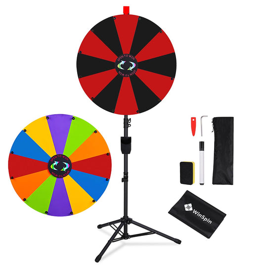 WinSpin 24" Dry Erase Prize Wheel Height Adjustable, 12 Custom Slots