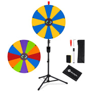 TheLAShop 24" Dry Erase Prize Wheel Height Adjustable, 12 Custom Slots, Blue & Yellow Image