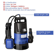 TheLAShop Submersible Dirty Water Pump w/ Float, 1HP
