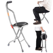 TheLAShop Folding Cane Seat 4 Legged Lightweight Stainless Steel Support 240lbs