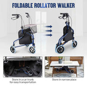 TheLAShop 3-Wheel Folding Walker Rollator w/ Brakes Basket & Pouch Image