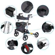 TheLAShop Upright Walker with Seat Stand Up Rollator Bi-Folding Brakes Image