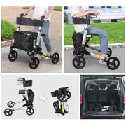 TheLAShop Upright Walker with Seat Stand Up Rollator Bi-Folding Brakes Image