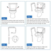 TheLAShop Adjustable Toilet Safety Frame Rail Grab Bar 375lbs Support Image