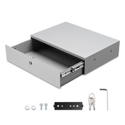 TheLAShop Rolling Laptop Computer Cart Locking Drawer 12"W x 16"D x 3"H, Silver Image