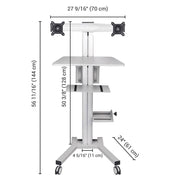 TheLAShop 2-Monitor Mobile PC Workstation with Power Outlets, Silver Image