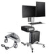 TheLAShop 2-Monitor Mobile PC Workstation with Power Outlets, Silver Image