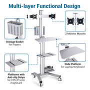 TheLAShop 2-Monitor Mobile PC Workstation with Power Outlets Image