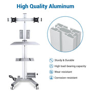 TheLAShop 2-Monitor Mobile PC Workstation with Power Outlets Image