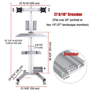 TheLAShop 2-Monitor Mobile PC Workstation with Power Outlets Image
